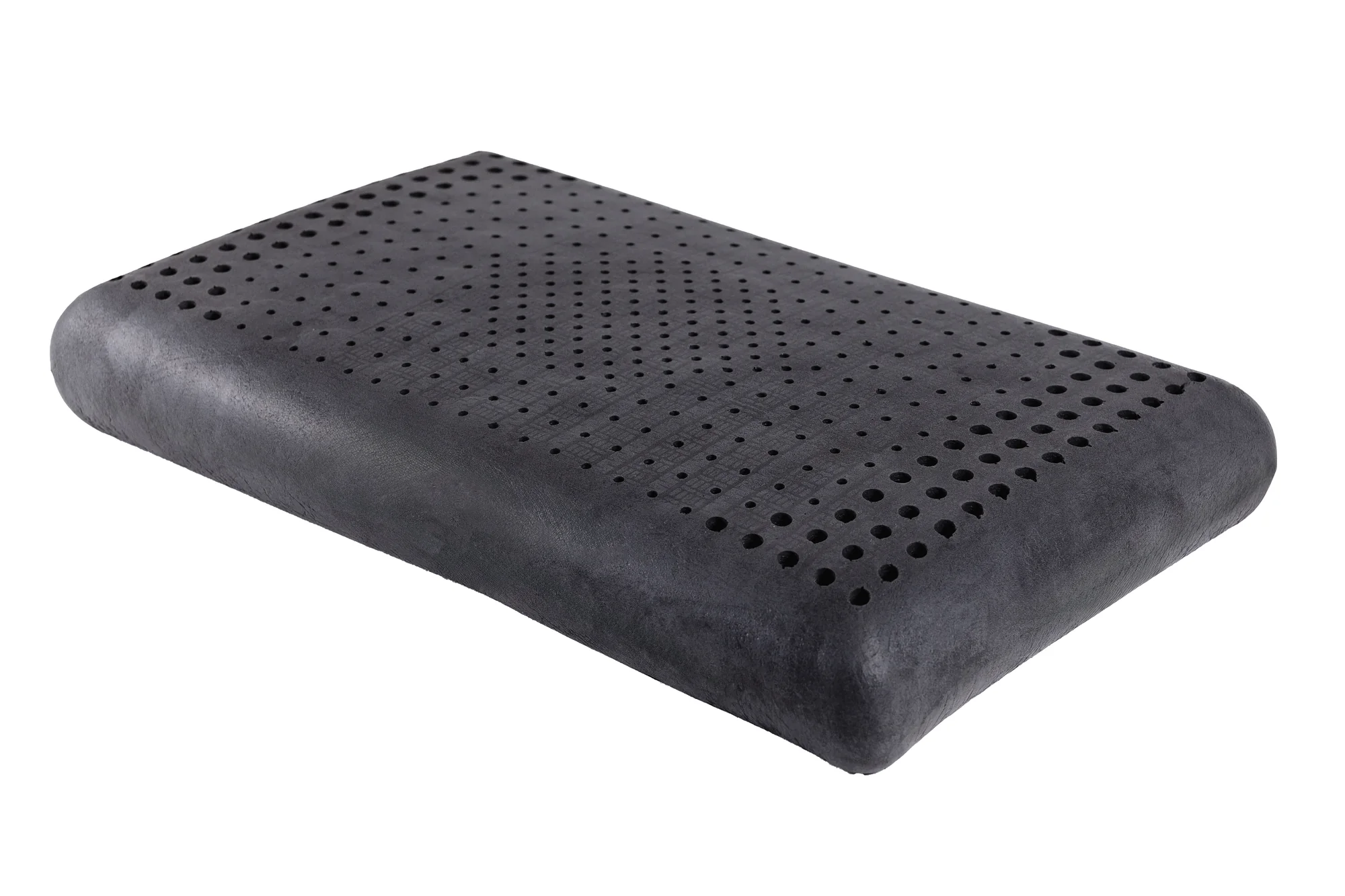 Graphite-infused latex contour pillow shown in profile