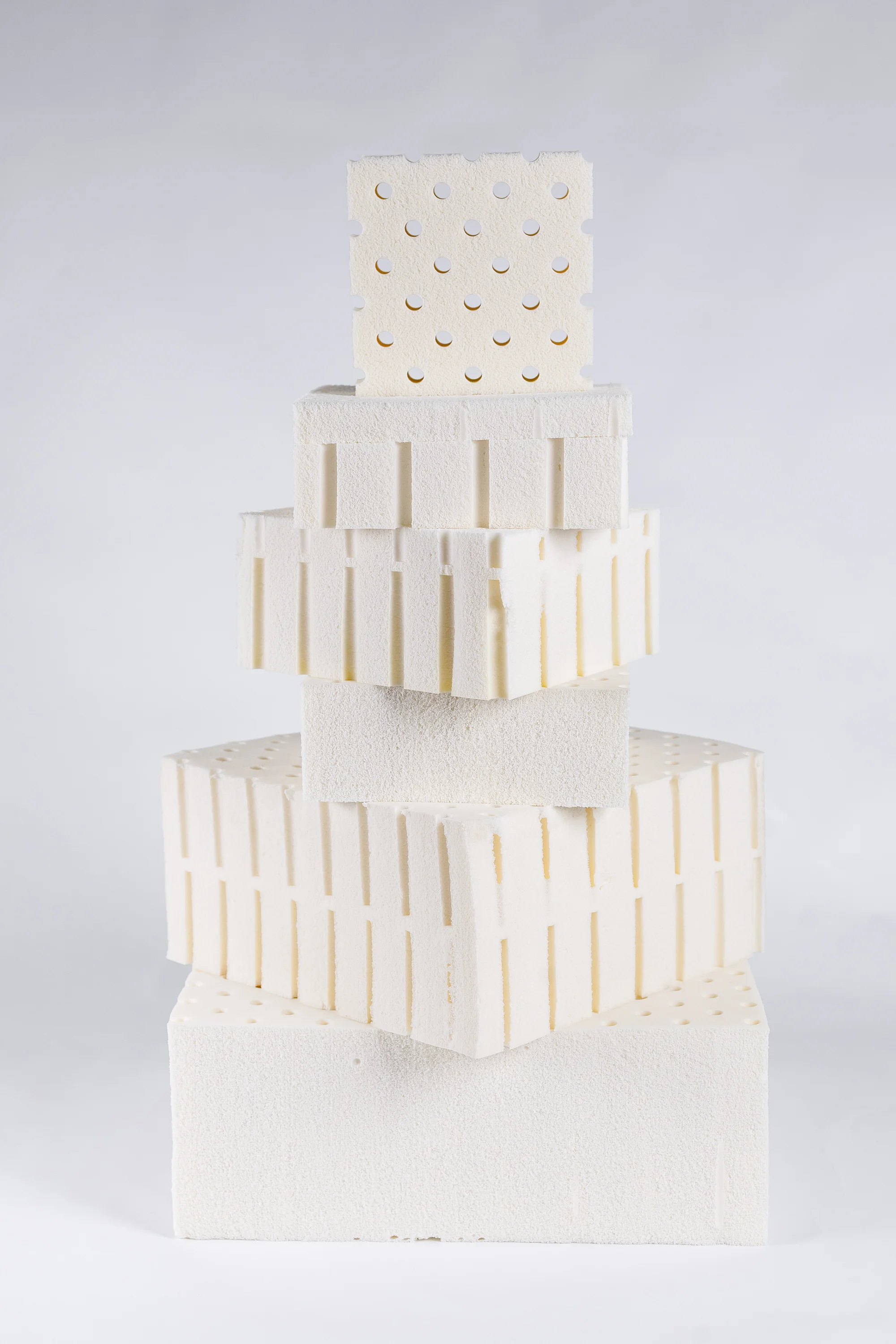 Stack of natural latex blocks in different sizes